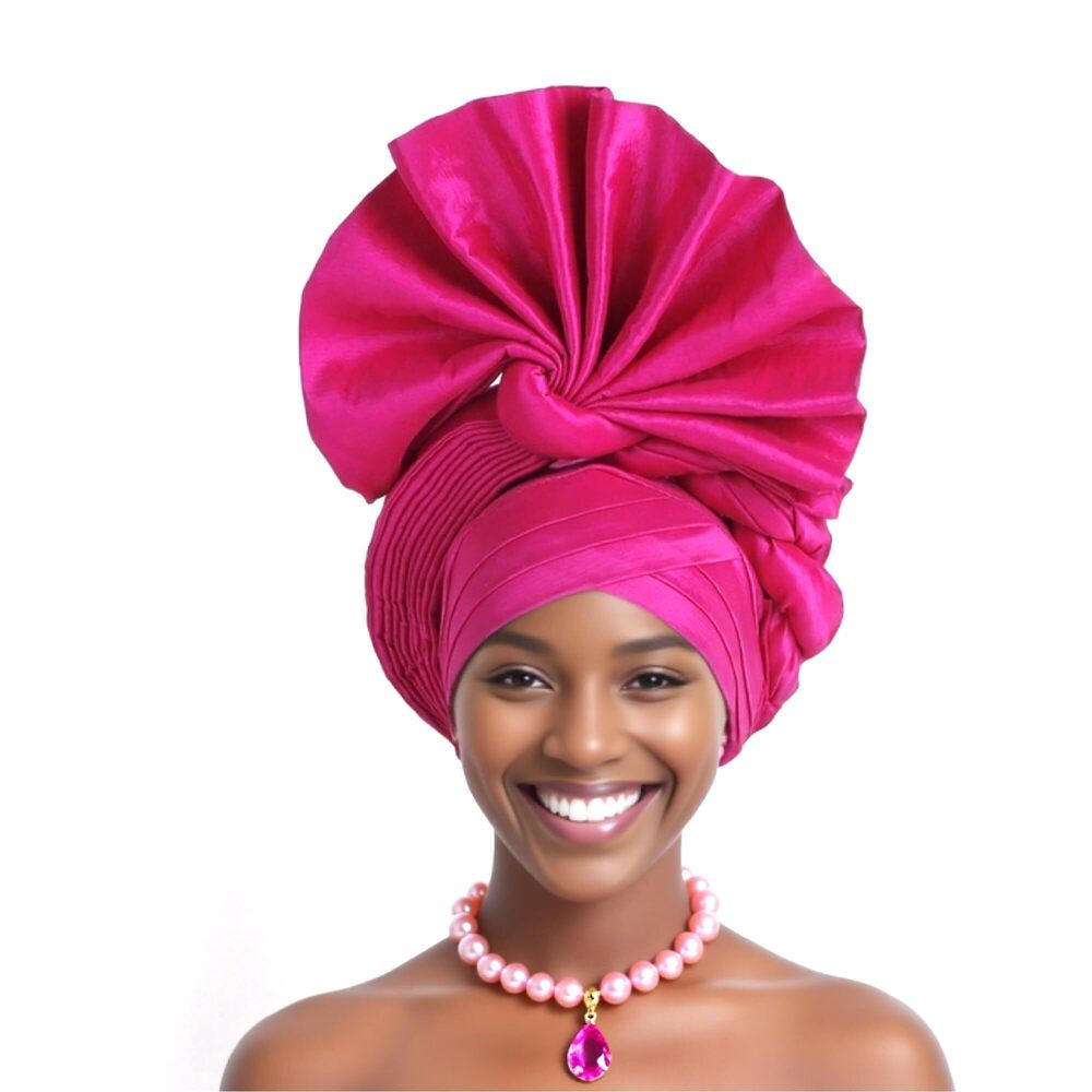 7962 African Headwrap – Automatic Gele Pre-Tied Headscarf, Ready-to-Wear